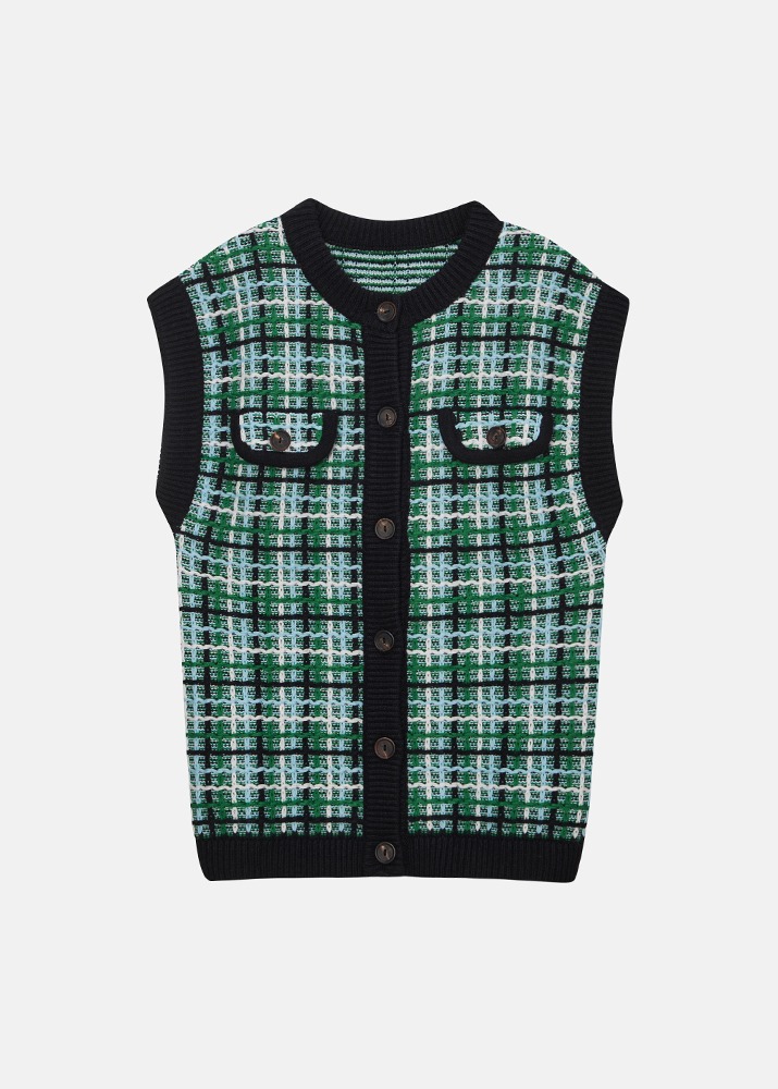 Green Tweed Knit Vest