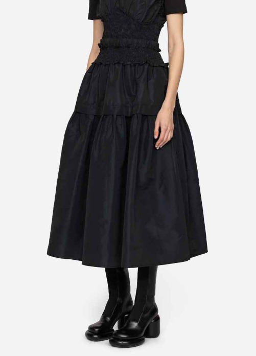 [SEA NY] Diana Taffeta Smocked Midi Skirt