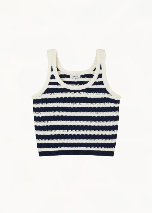 [CRUSH] Striped Cable-Knit Tank Top