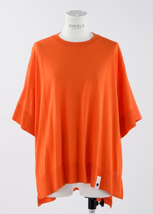 [ENFOLD] Knit X Cut T-Shirt Orange