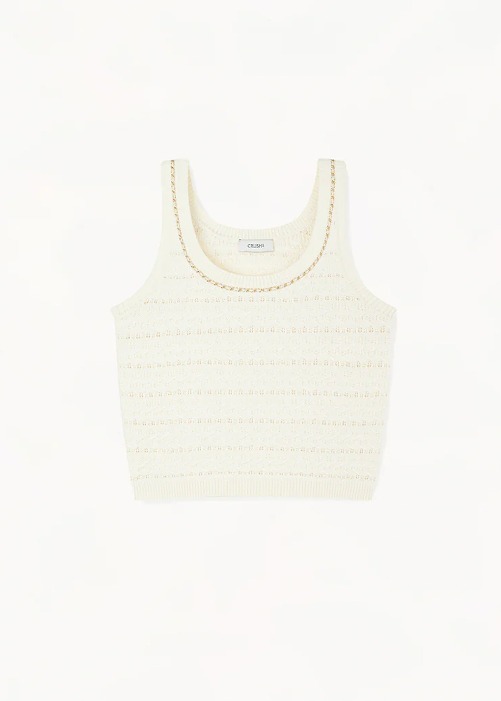 [CRUSH] Wool Cable-Knit Tank Top Ivory
