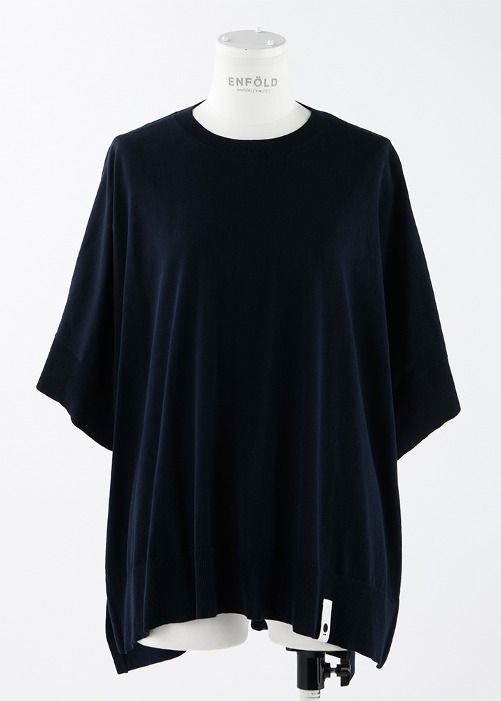 [ENFOLD] Knit X Cut T-Shirt Dark Navy