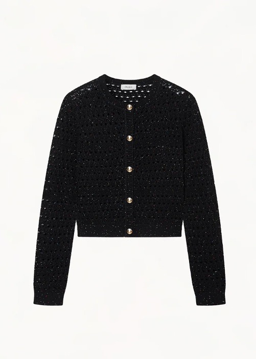 [CRUSH] Sequin Hollow Out Cardigan Black
