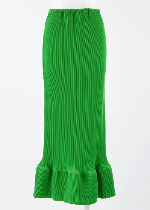 [ENFOLD] Pleated Wave Skirt Green