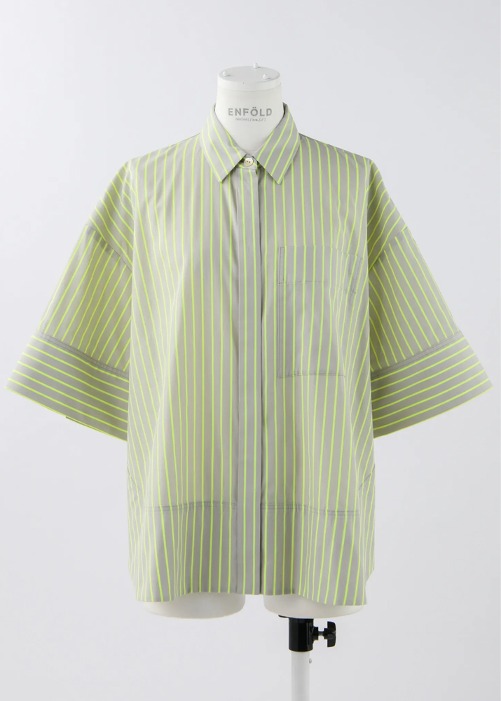 [ENFOLD] Striped 3D Sleeve Shirt